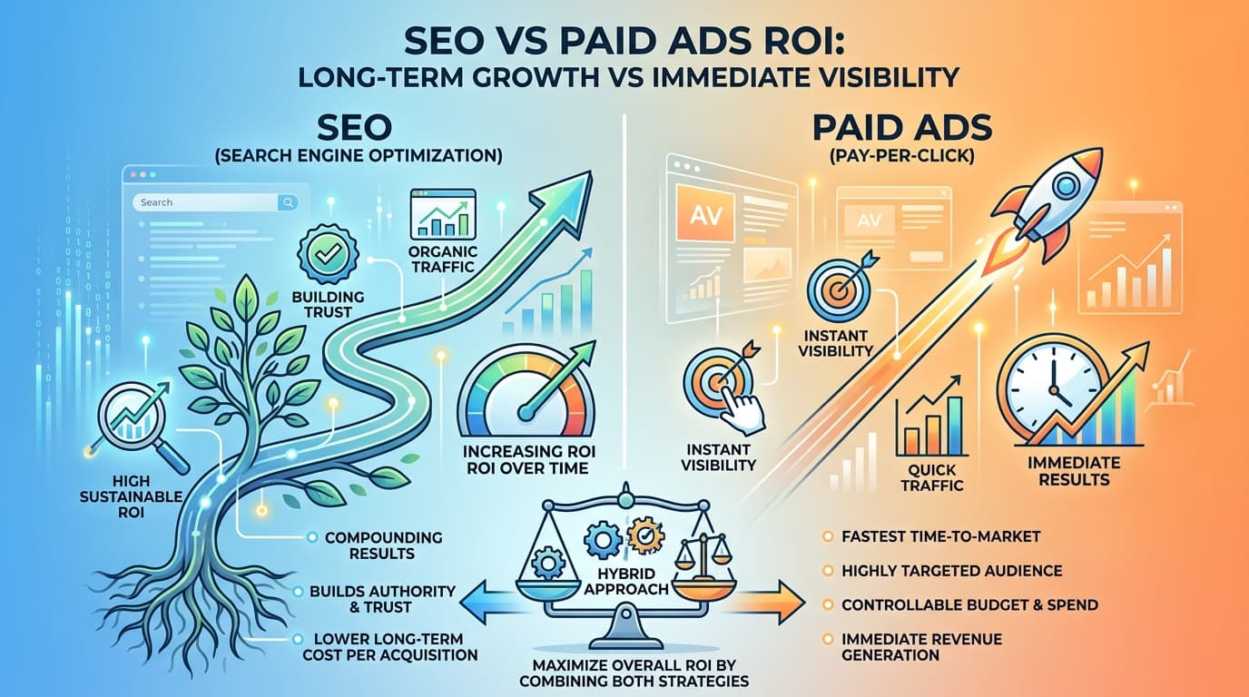 SEO vs Paid Ads: Which Strategy Delivers Better ROI? SEO vs paid ads ROI